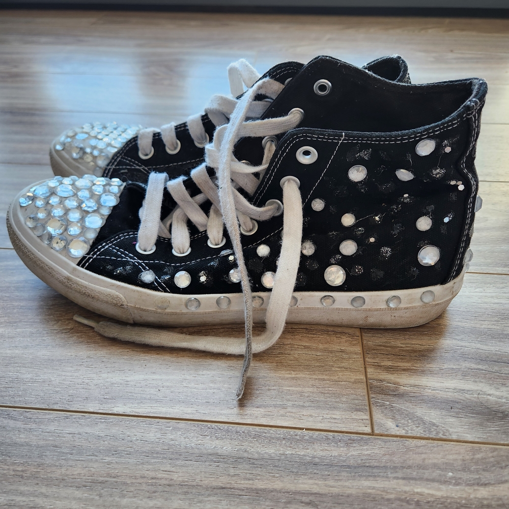 No Boundaries Black and White Studded High-Top Sneakers